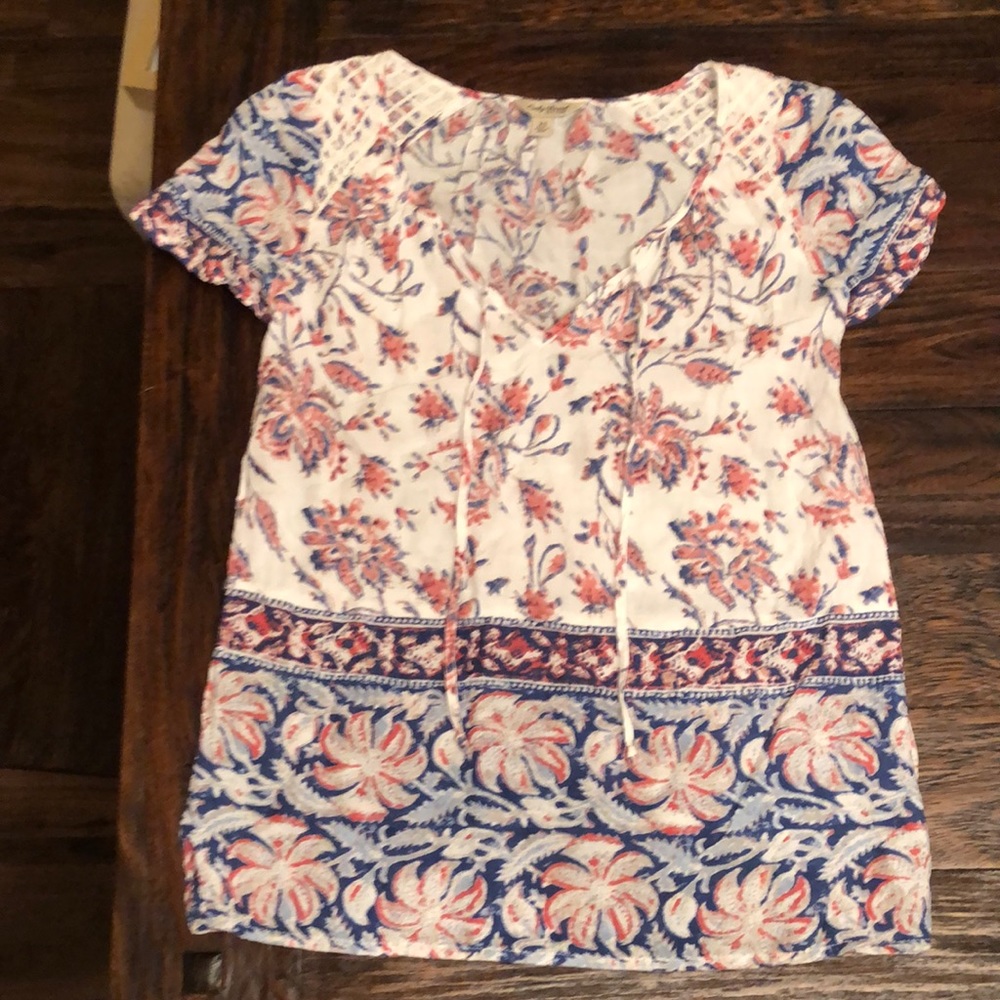 Lucky Brand boho blouse with embroidery